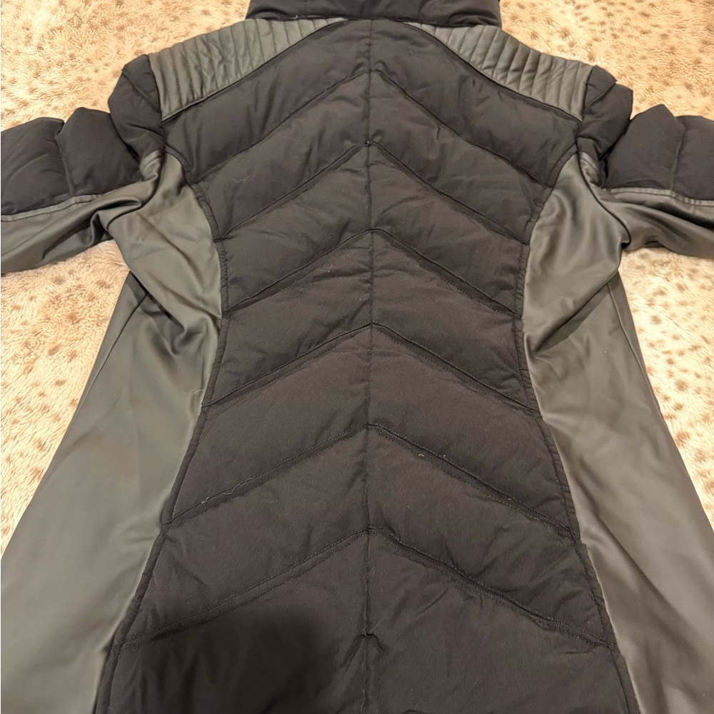 Blanc Noir Black Puffer Jacket with faux Leather Details - Picture 2 of 5